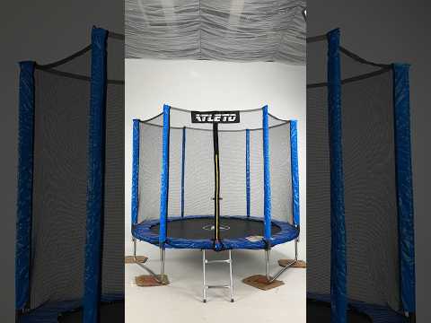 Батут детский с сеткой и стремянкой 252 см Atleto синий + подарок мячик - фото 1 - id-p2094839142