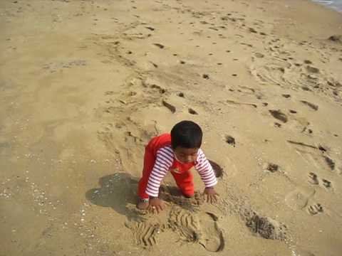Vrishank enjoying in beach - kalpakkam 2010