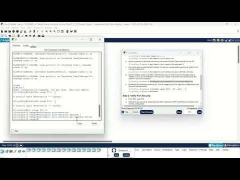 KONFIGURASI SRWE 11.1.10 Packet Tracer - Implement Port Security