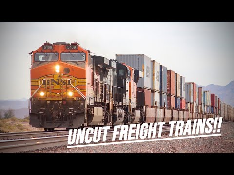 [HD] LONG !!! UNCUT Intermodal Freight Trains Compilation