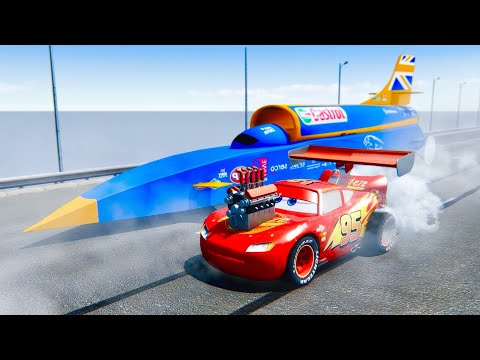 Lightning McQueen Dragster Edition vs SSC Bloodhound - Drag Race 24 KM