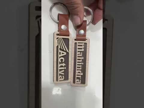 Two tone wooden leather keychain