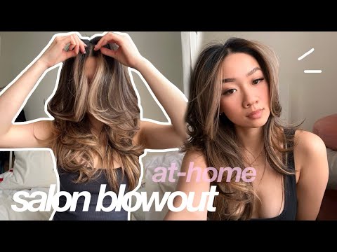 AT HOME SALON BLOWOUT TUTORIAL! + haircare routine,...