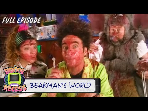 Thumbnail of the video: Rain, Beak-mania, And Volcanos | Beakman's World Season 1 Episode 1 | Indoor Recess