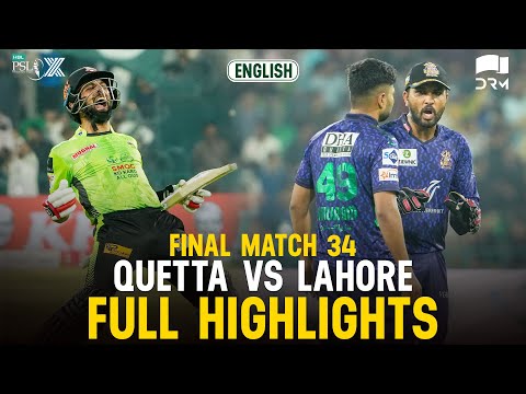 Full Highlights | Quetta Gladiators vs Lahore Qalandars | 𝐄𝐍𝐆𝐋𝐈𝐒𝐇 | Match 34 | HBL PSL X | M3O1K