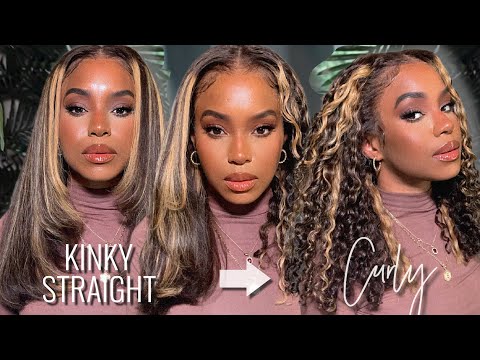 BEST HIGHLIGHT KINKY STRAIGHT TO CURLY WIG | CLEAR LACE FRONT 2 IN 1 WIG | ATINA HAIR | ALWAYSAMEERA