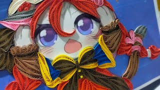 Chuyển thể từ nền sang quilling tranh chipi size a5 #huongdanthucong #tranhgiay #ocbuquillingshop