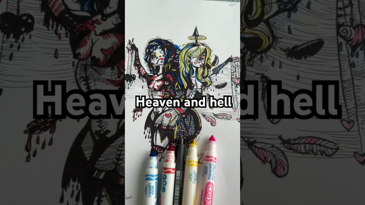 Heaven and hell #art #drawings #ink #colour #sketch #draw #artist #marker