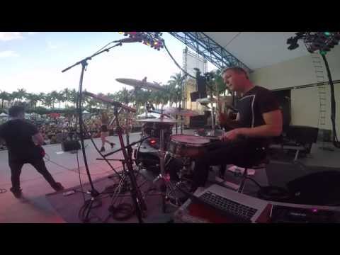 Cam Tyler drumming with Bea Miller - Rich Kids live at SunFest 2015