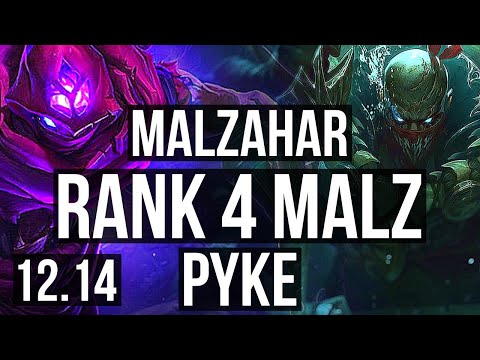 MALZAHAR vs PYKE (MID) | Rank 4 Malz, 10/2/4, Legendary | KR Master | 12.14