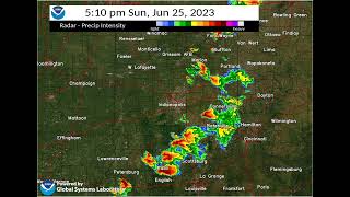Central Indiana Radar Loop from June 25, 2023 Severe Thunderstorms