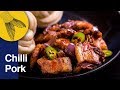Chilli Pork—Spicy Stir-Fried Double-Cooked Pork Belly—Blue Poppy, Calcutta Style—Indian Pork Recipe