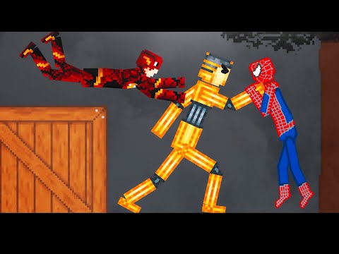 Spider-Man and Flash vs Golden Human in People Playground