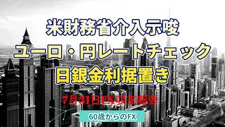 2026年7月31日 米財務省、異例の為替介入通知？　ユーロ円、レートチェック　植田会見無難に通過　FXロスカット　FOMC 　トランプ　雇用統計　金融政策決定会合　FRB　ユーロ　ポンド