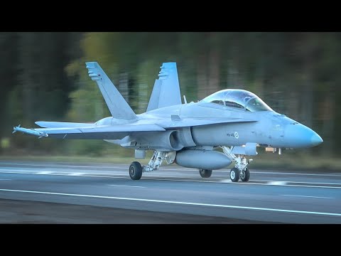 Close-Up F/A-18D Hornet Highway Landing & Takeoff