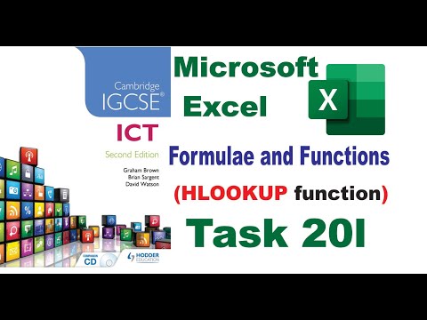 Task 20l IGCSE ICT Hodder Education  Microsoft Excel HLOOKUP function