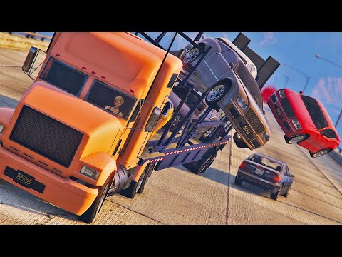 Crazy Hard Trucks Crashes With Cargo Trailers - GTA 5 | Trucks With Semi-trailers & Trailers Part 1