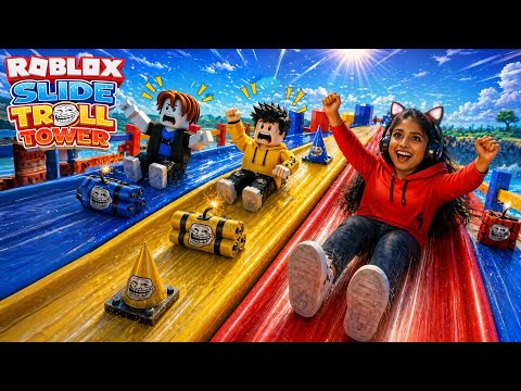Roblox Slide Troll Tower 😂 | Try Not To Laugh Challenge ! 