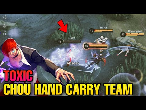 CHOU AUTO TOXIC TEAM HAZA HAND CARRY TEAM IN SOLO RANK MYTHIC GAMEPLAY COMEBACK OR NOT? - MLBB