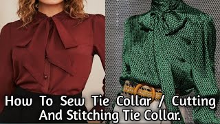 How To Sew Tie Collar For Women/Cutting & Stitching Bow Tie Collar /Neck Designs/Bow Tie measurement