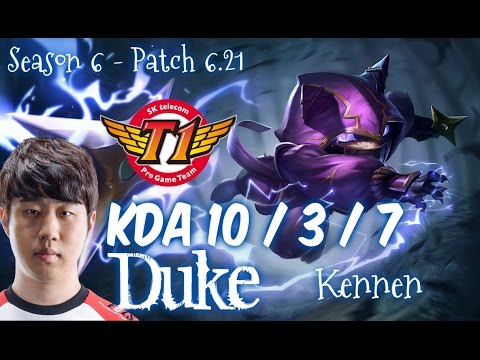 SKT T1 Duke KENNEN vs YASUO Top - Patch 6.21 NA Ranked