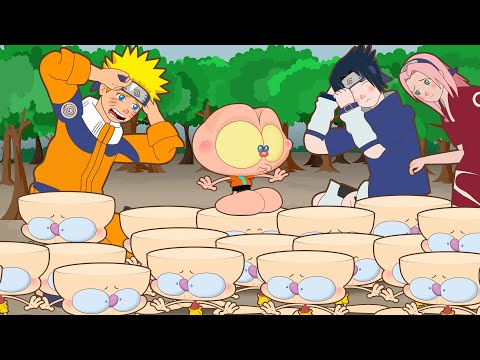 Mongo e Drongo em Naruto Parte 2 - Com Sasuke e Sakura em Konoha - desenho animado