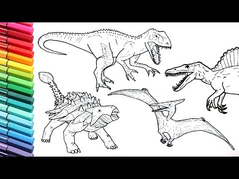 Drawing and Coloring Dinosaurs Big Collection - Jurassic Park Dinosaurs Color Pages for Kids
