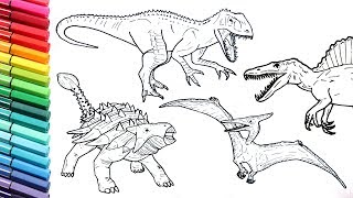 Download lagu Drawing and Coloring Dinosaurs Big Collection - Jurassic Park Dinosaurs Color Pages for Kids mp3
