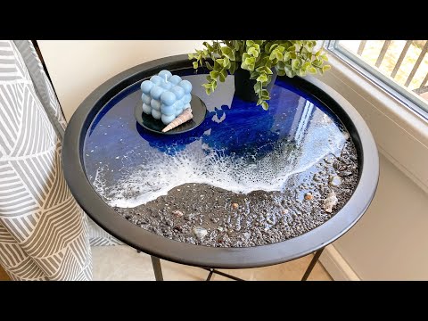 Beautiful Lacing in This Resin Ocean Serving Board