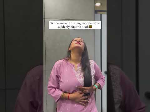 Hairbrush Fails: When Brushing Your Hair Hits the Boob! 😂  #funny #relatable #boobs