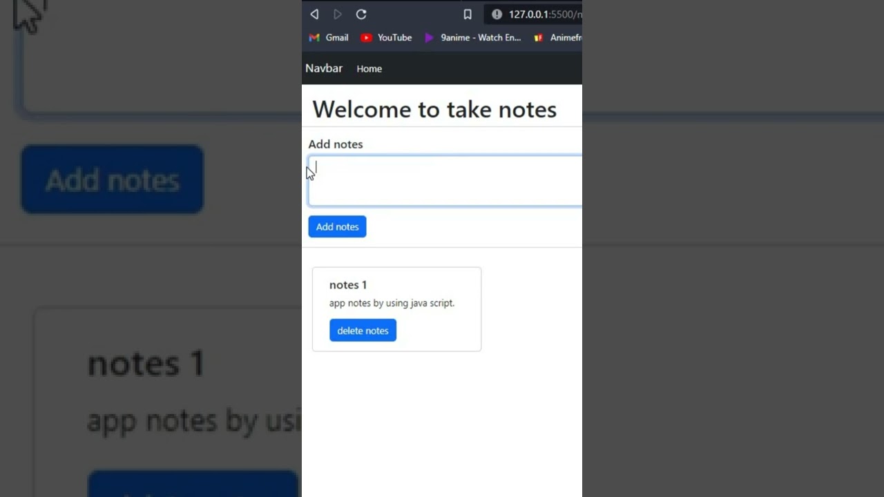 takes notes app by using java script #youtubeshorts #youtubeshort