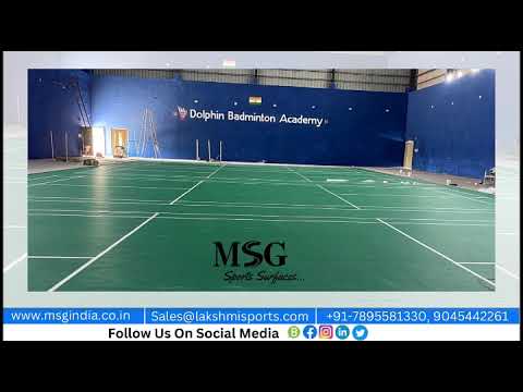 Green matte synthetic indoor sports badminton court flooring...