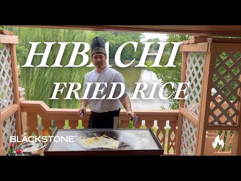 Pro Hibachi Chef cooks fried rice on a Blackstone Griddle