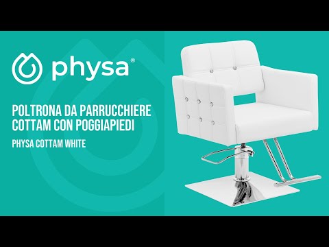 Video - Poltrona da parrucchiere Cottam con poggiapiedi - Altezza di seduta: 45 - 55 cm - 150 kg - Bianca