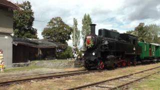 preview picture of video 'Parní lokomotiva 423.094 (Velký Bejček) - Muzejní železnice Kolešovka 2012'
