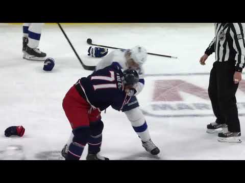 Luke Schenn Fight Nick Foligno Tampa Bay Lightning at Colombus Blue Jackets