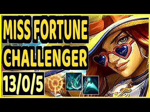 KEITH (MISS FORTUNE) - QUADRAKILL 13/0/5 KDA BOTTOM ADC CHALLENGER GAMEPLAY - NA