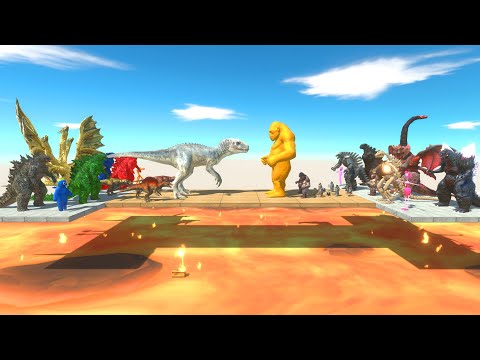 1 vs 1 | Battle on wooden bridge. Who fell into the lava ? - Animal Revolt Battle Simulator