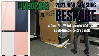 Unboxing Samsung BESPOKE 4-Door Flex™ Refrigerator 820 L with customizable colors panels RF85A9111AP