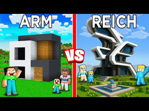 Billy Family Poor vs Ukri Family Rich Modern House Building Challenge in Minecraft!