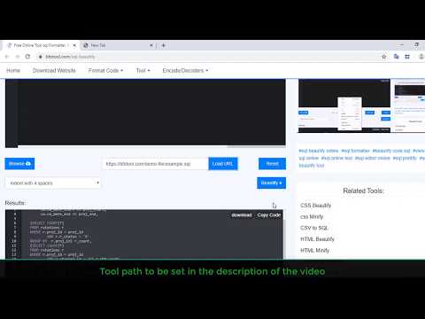 Free Online Tool sql Formatter, Beautifier