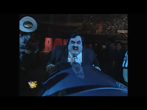 Paul Bearer delivers a Casket from The Undertaker to Diesel during a match (WWF)