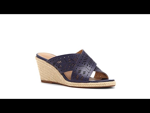 Lucky Brand Keela Leather Lasercut Crossband Wedge