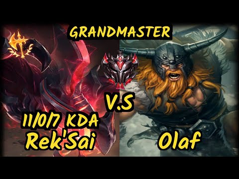 Dat (Kitzuo) (REK'SAI) vs OLAF - 11/0/7 KDA JUNGLE GAMEPLAY - NA Ranked GRANDMASTER