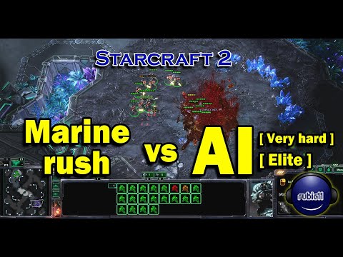 How to Marine Rush Tutorial for Starcraft 2 noob players VS AI (Very Hard to Elite)