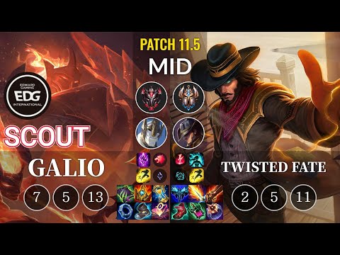 EDG Scout Galio vs Twisted Fate Mid - KR Patch 11.5