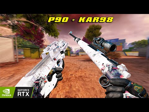 P90 + KAR98 White Wolf stash 2 match Zombie royale Blood strike max graphic