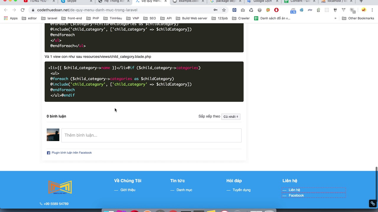 Đệ quy menu - danh mục trong laravel