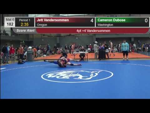 180 Cadet 182 Mat 6 Jett Vandersommen Oregon Cameron Dubose Washington 2115903009