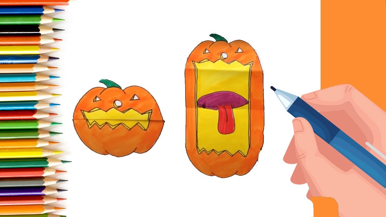 How to Draw Pumpkin folding surprise for Kids